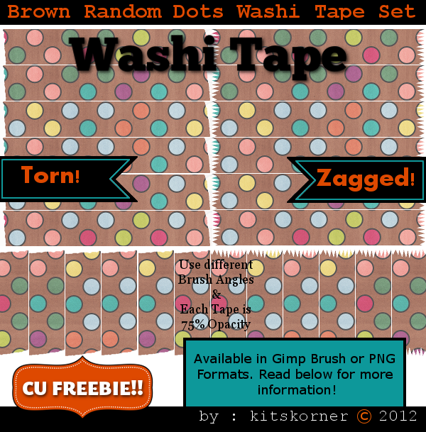 Brown Random Dots Washi Tape CU Freebie Brushes & PNG