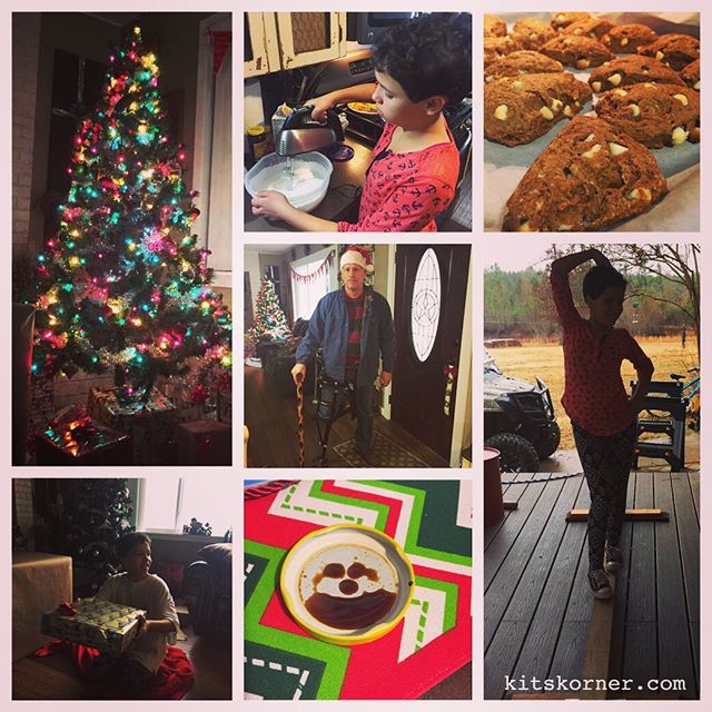 It's been a Santa-hat-wearing, present-shaking, balance-beam-building, gingerbread-scone-baking, kinda perfect Christmas Eve..