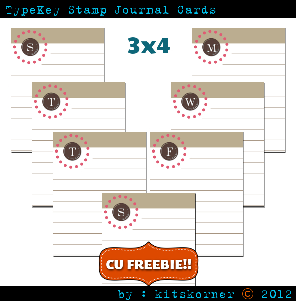 Type Key Stamp Journal Cards CU Freebie