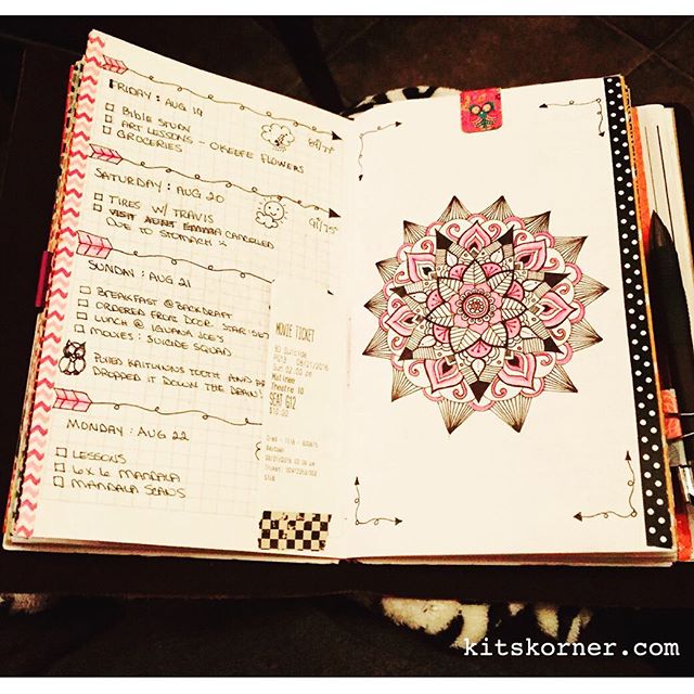 Aug 18 – Aug 22 Daily-Weekly Spread in my Mandala Journal…