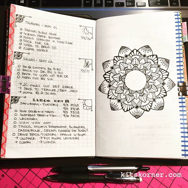 Sep 01 - Sep 06 Daily-Weekly Spread in my Mandala Journal, More black & white, more catch up..