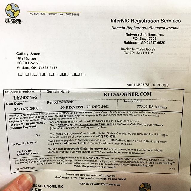 My very 1st domain registration! kitskorner will turn 18 in December!