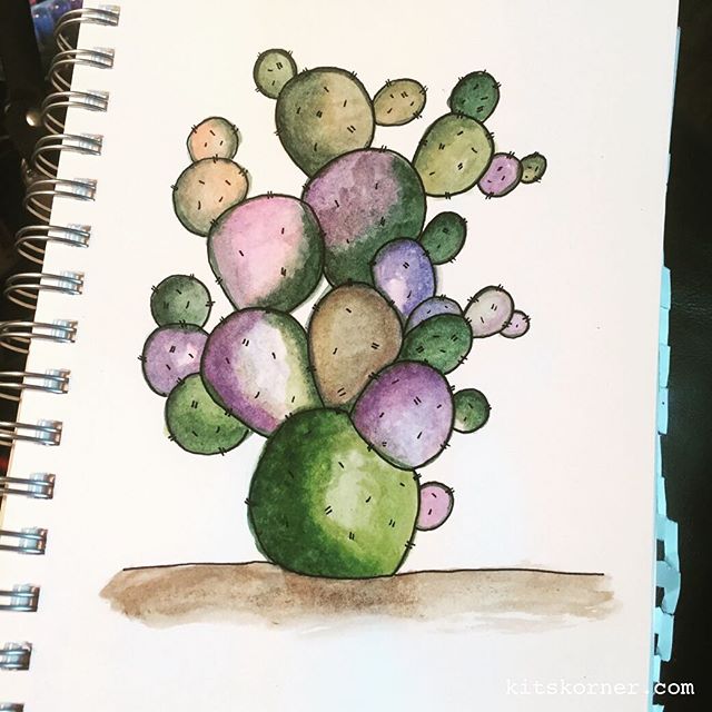Watercolor cactus inspired by InkStruck.Com and Jay Lee Watercolor Tutorials # pittpenns