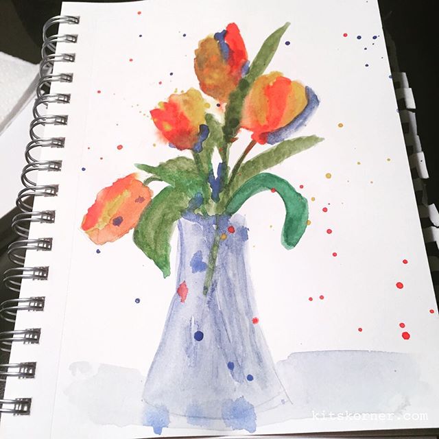 Loose Watercolor Tulips…..