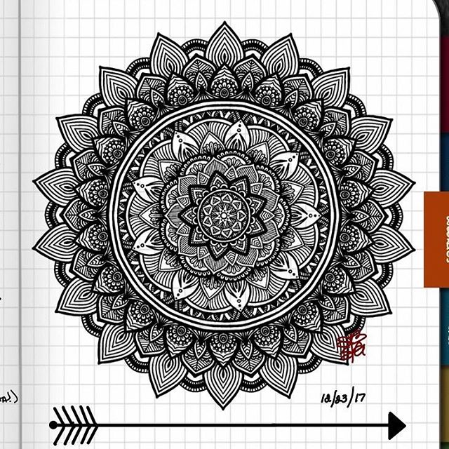 TBT : Closeup of Bullet Journal Mandala from 12/23/17